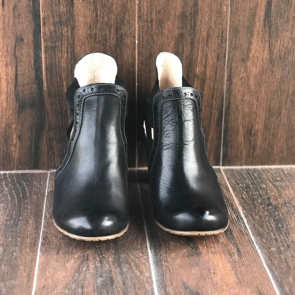 Black Leather Cut Out Booties - Picture 6 of 8